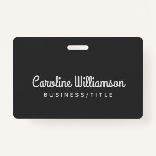 Cute Minimalist Script Typography Name Black White Badge