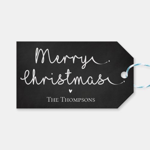 Cute Minimalist Simple Black White Merry Christmas Gift Tags