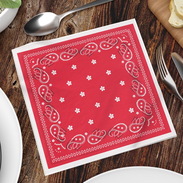 Cute Minimalist Simple Red Bandana Pattern Dinner Napkins (Creator Uploaded)