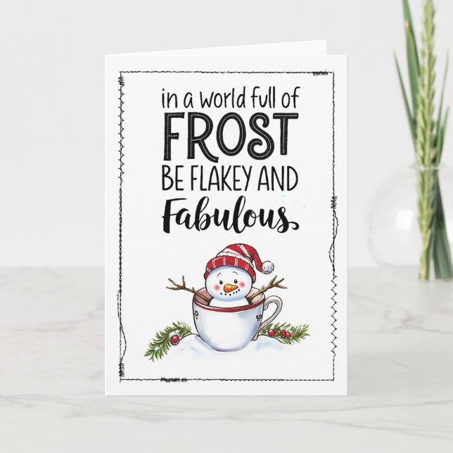 Cute Minimalist Snowman Christmas Card (Front)