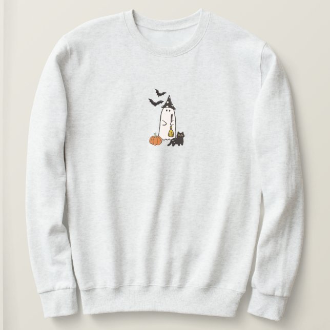Cute Minimalist Spooky Coquette Halloween Sweatshirt (Design Front)