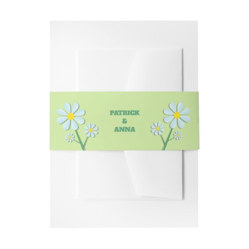Cute Minimalist Spring Daisy Floral Invitation Belly Band