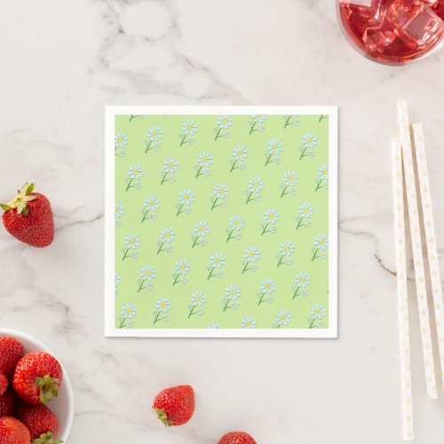 Cute Minimalist Spring Daisy Floral  Napkins