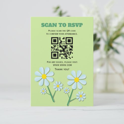 Cute Minimalist Spring Daisy Floral RSVP Card