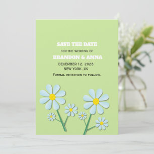 Cute Minimalist Spring Daisy Floral  Save The Date