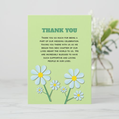 Cute Minimalist Spring Daisy Floral Thank You Card