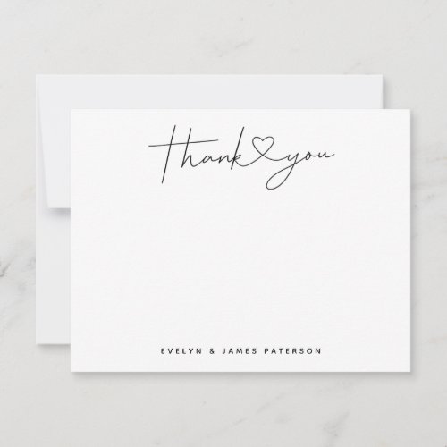 Cute Minimalist Thank You Heart Thank You Note Card