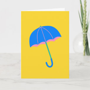 Cute Minimalist Umbrella Illustration in Yellow Note Card