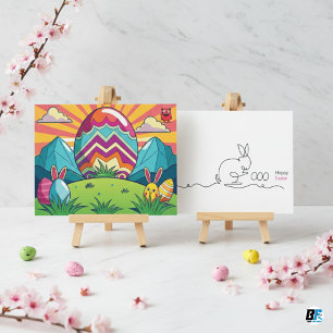 Cute Minimalist Vintage Chicks in Easter Bonnets Postcard