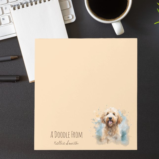 Cute Minimalist Watercolor Goldendoodle Dog  Notepad (Creator Uploaded)