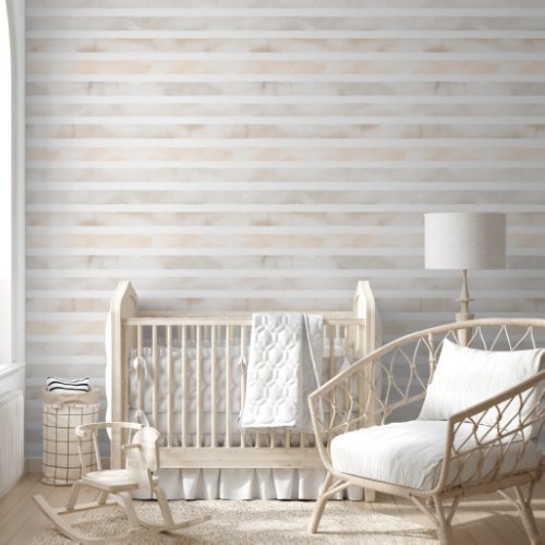 Cute Minimalist Watercolor Pastel Stripes Nursery Wallpaper