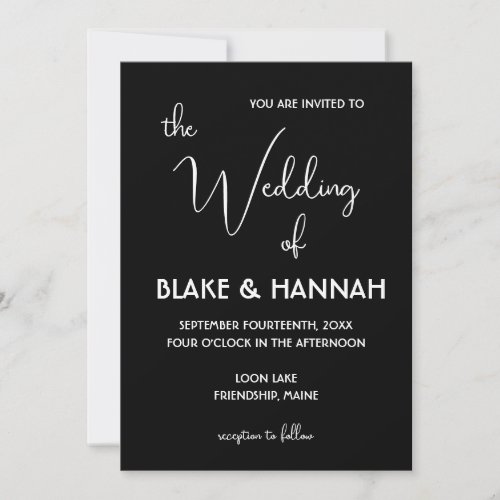 Cute Minimalist Wedding Handwritten Font Invitation