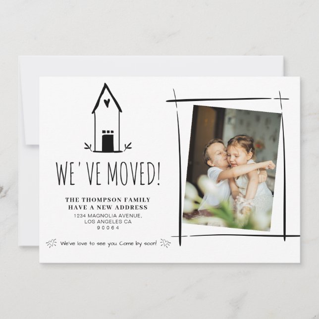 Cute Minimalist We've Moved New Home Photo Moving Announcement (Front)