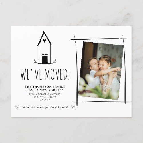 Cute Minimalist Weve Moved New Home Photo Moving  Announcement Postcard