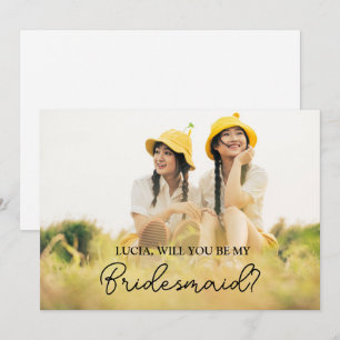 Cute Minimalist Will You Be My Bridesmaid Photo Invitation