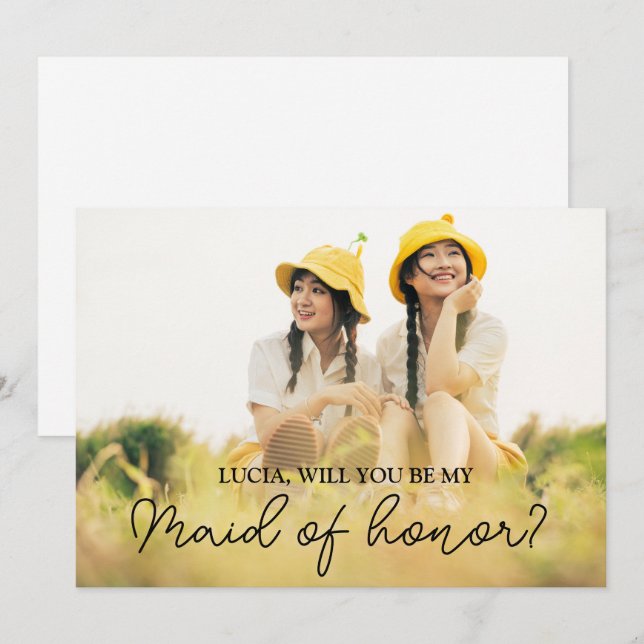 Cute Minimalist Will You Be My Maid of honor? Invitation (Front/Back)