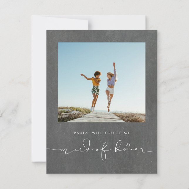 Cute Minimalist Will You Be My Maid of Honor Photo (Front)