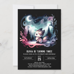 Cute Minimalist Wolf Birthday Invitation