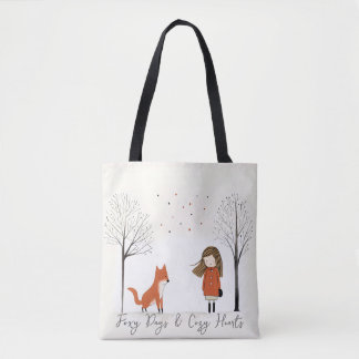 Cute Minimalist Woodland Watercolor Beige Tote Bag
