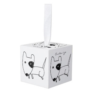 Cute Minimalistic Black-eye Dog Thunder_Cove Cube Ornament
