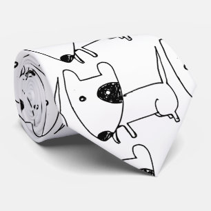 Cute Minimalistic Black-eye Dog Thunder_Cove Neck Tie