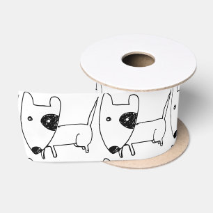 Cute Minimalistic Black-eye Dog Thunder_Cove Satin Ribbon