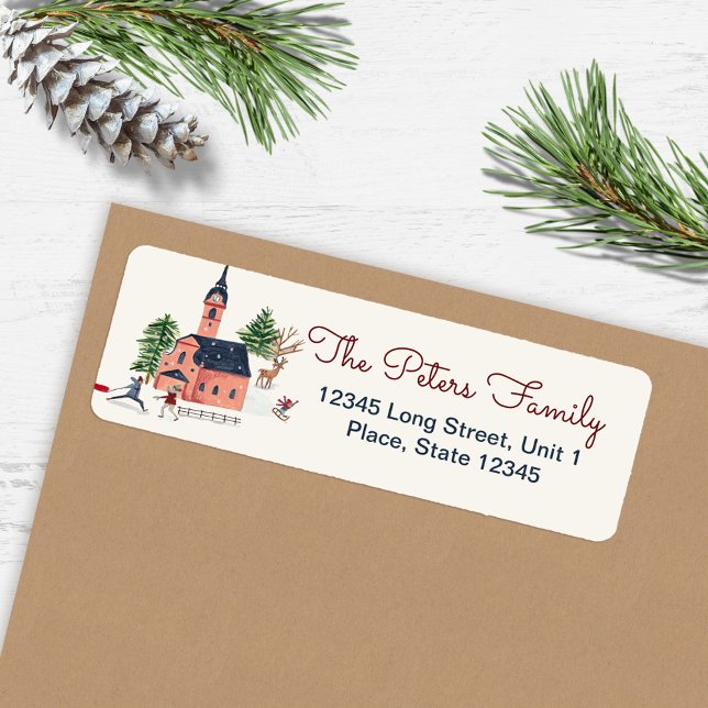 Cute Minimalistic Nordic Winter Village Christmas Label (Cute Minimalistic Nordic Winter Village Christmas Label)