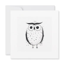 Cute Minimalistic Owl - Hand Drawn Style - Black