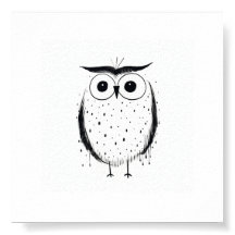 Cute Minimalistic Owl - Hand Drawn Style - Black