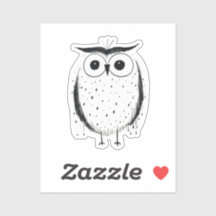 Cute Minimalistic Owl - Hand Drawn Style - Black