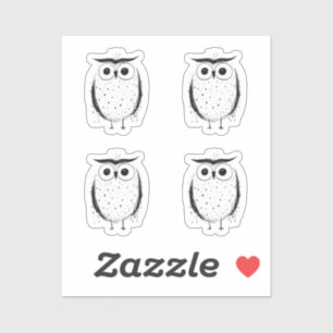 Cute Minimalistic Owl - Hand Drawn Style - Black  Sticker