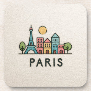 Cute Minimalistic Paris Skyline Beverage Coaster