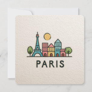 Cute Minimalistic Paris Skyline Holiday Card