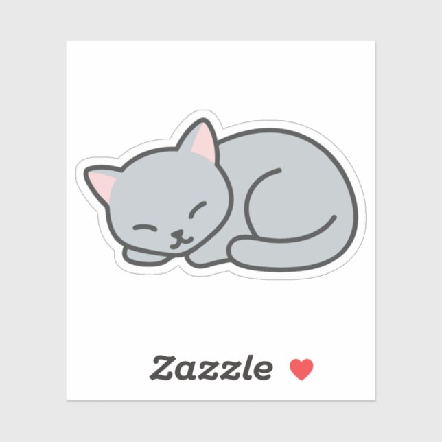 Cute Minimalistic Sleeping Kitten Sticker (Sheet)
