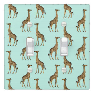 Cute Mint and Gold Giraffe Print Light Switch Cover