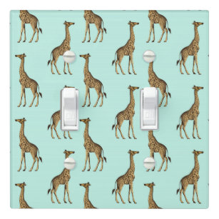 White Giraffe on Navy Blue Light Switch Cover Plate 