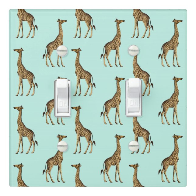 Cute Mint and Gold Giraffe Print  Light Switch Cover (In Situ)