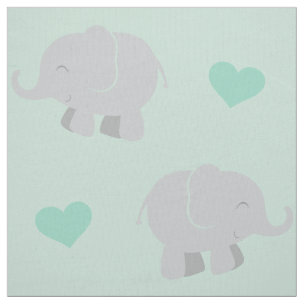Cute grey elephant pattern fabric DIY textile | Zazzle