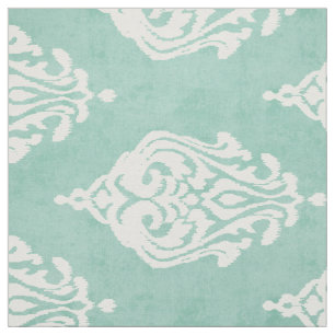 Cute mint and white damask ikat tribal patterns fabric