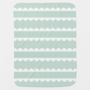 Cute Mint and White Polka Dot Lace Pattern Receiving Blanket