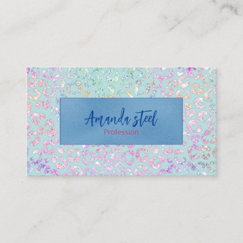 Cute Mint Animal print glitter monogram Appointment Card
