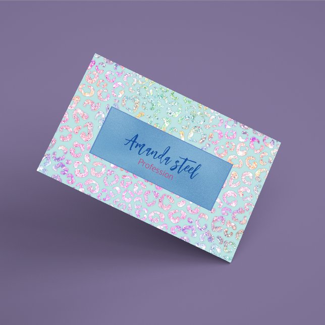 Cute Mint Animal print glitter monogram Business Card Magnet (Creator Uploaded)