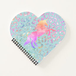 Cute Mint Animal print glitter Notebook