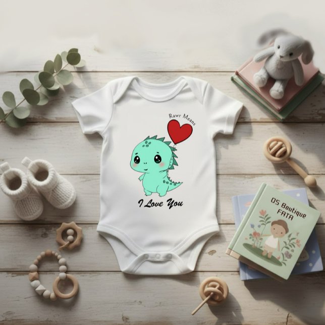 Cute Mint Dinosaur Baby Bodysuit (Creator Uploaded)