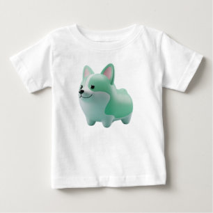 Cute Mint Green 3D Stylized Corgi Puppy  Baby T-Shirt