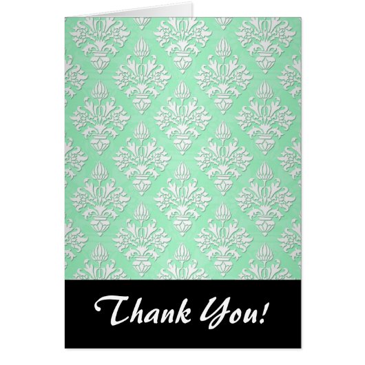 Cute Mint Green and White Floral Damask Pattern Cards (Front)