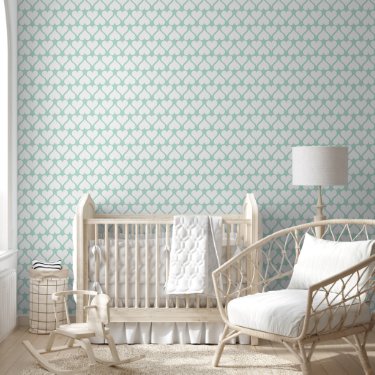 Cute Mint Green and White Hearts Pattern