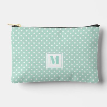 Cute Mint Green and White Polkadots Monogrammed