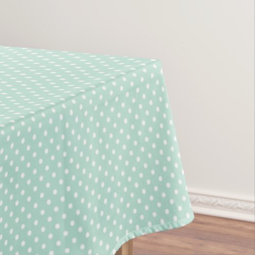 Cute Mint Green and White Polkadots Pattern Tablecloth