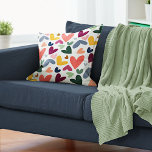 Cute Mint Green Blush Pink Blue Hearts Art Pattern Throw Pillow